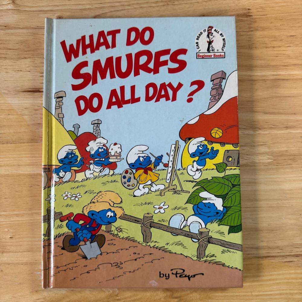 Vintage 1983 What Do Smurfs Do All Day? Peyo Beginner Books Hardcover 0394860780
